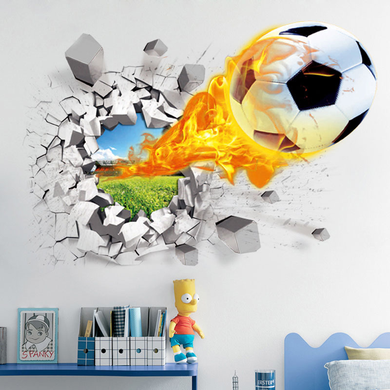 Blister Plaster Sport - 3D 축구 깨진 벽 스티커 어린이